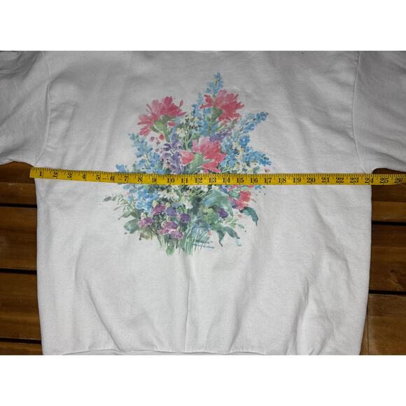 Vintage 90’s Soft As A Grape Cheverie Art Flower Crewneck Size XL - Picture 7 of 12